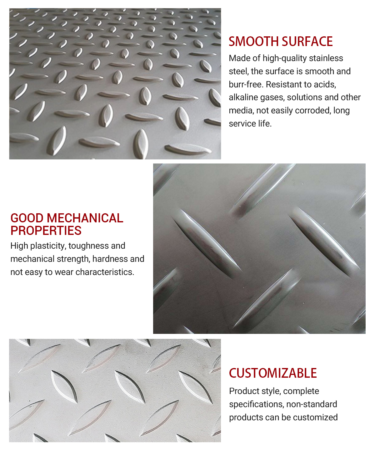 Stainless steel patterned plate